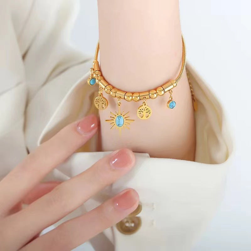 Wholesale Light Luxury Turquoise Pendant Bracelet Necklace