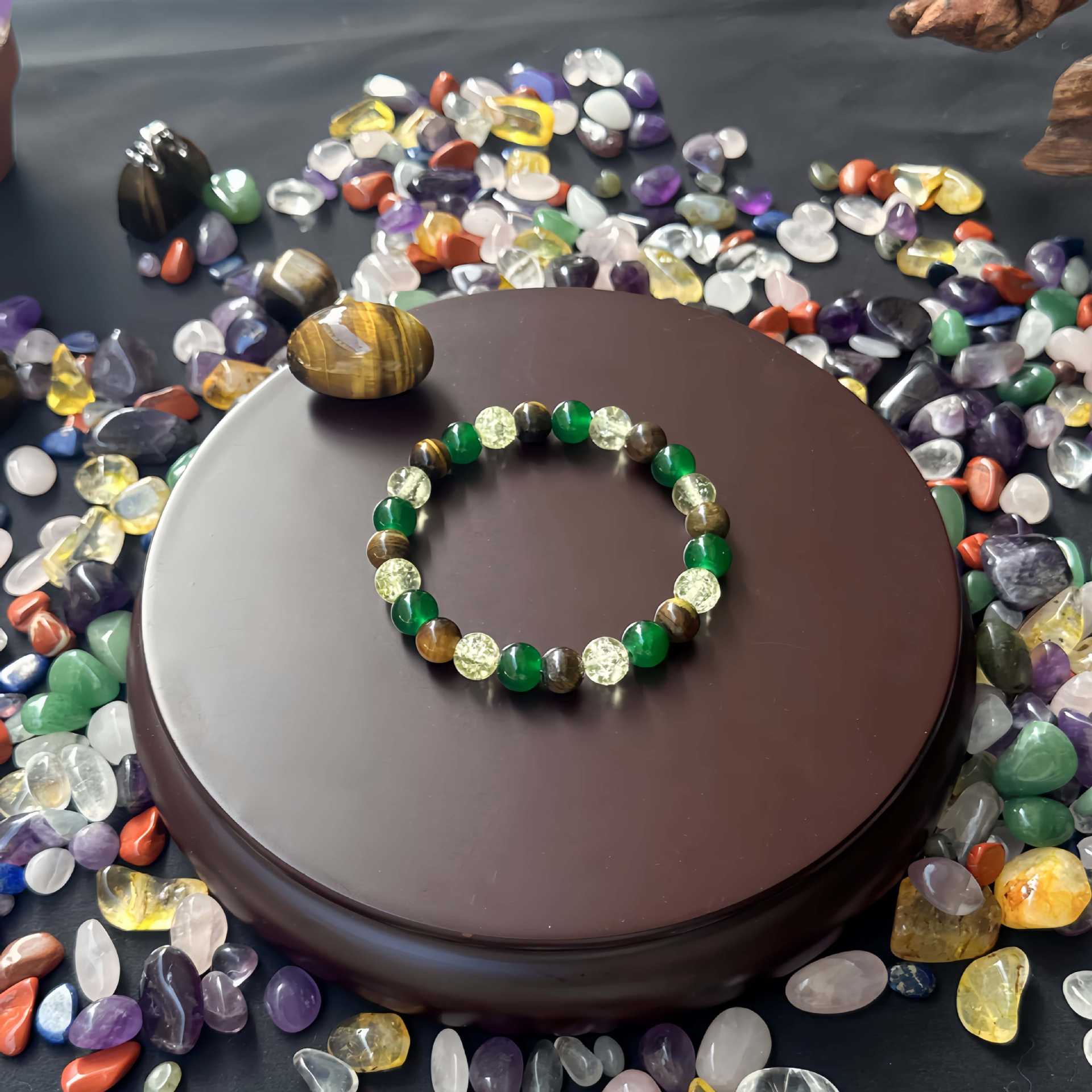 Wholesale Lucky Natural Tiger Eye Green Agate Bracelet