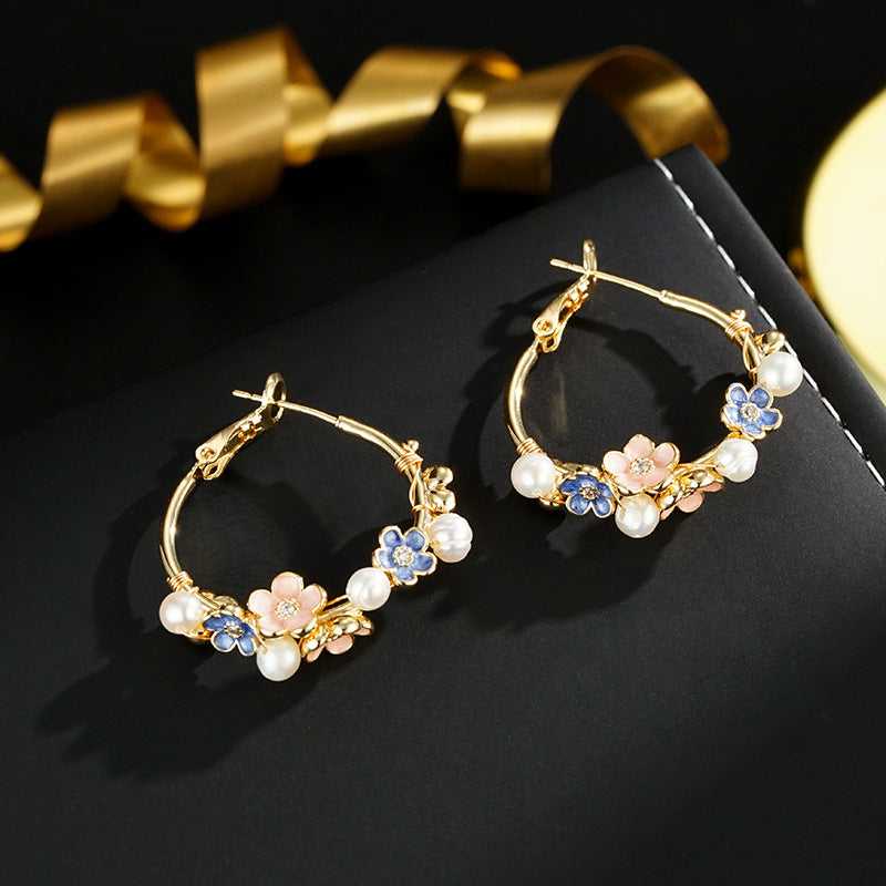 Wholesale Fashion Flower Pearl Earrings