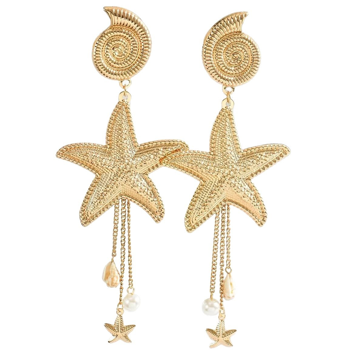 Wholesale Starfish and Seashell Tassel Earrings Summer Beach Style Fashion Accessory for Party Wear or Boutique Resale