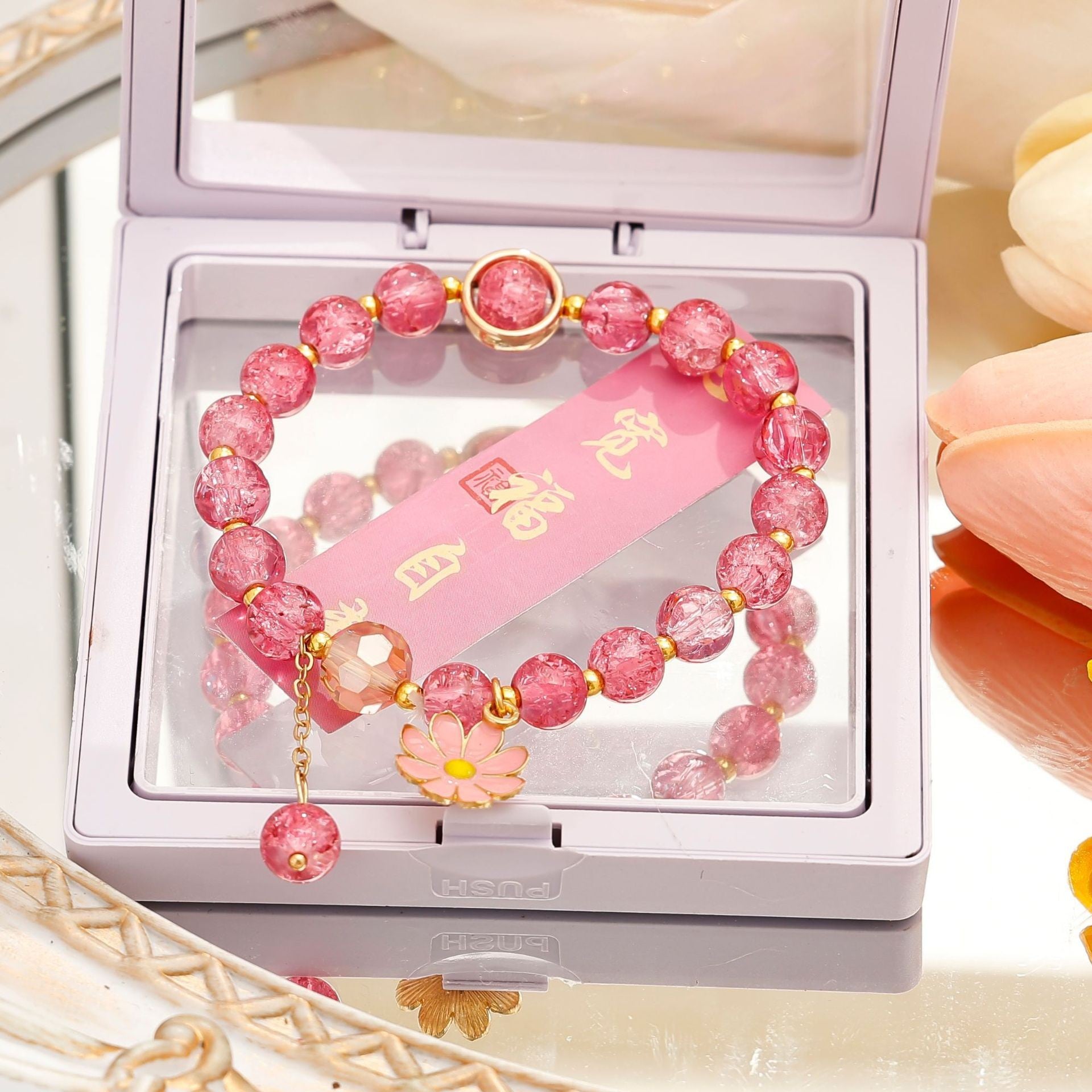 Wholesale  Crystal Glass  Bracelet Sunflower Bestie Bracelet