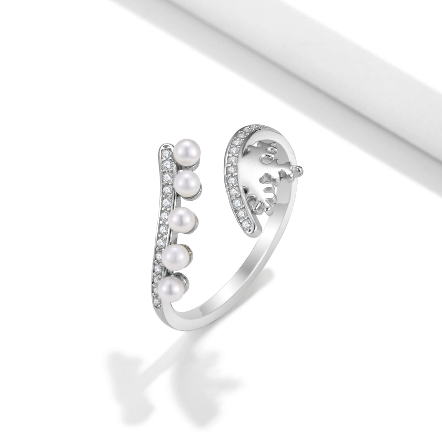 Wholesale Christmas Snowflake Crown Sterling Silver S925 Open Rings ACC-RS-MC003