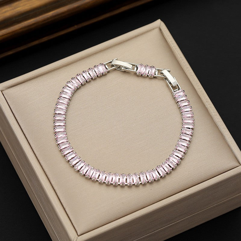 Wholesale Colorful Zircon Tennis Chain Bracelet Fashion Accessory Gift Boutique Resale