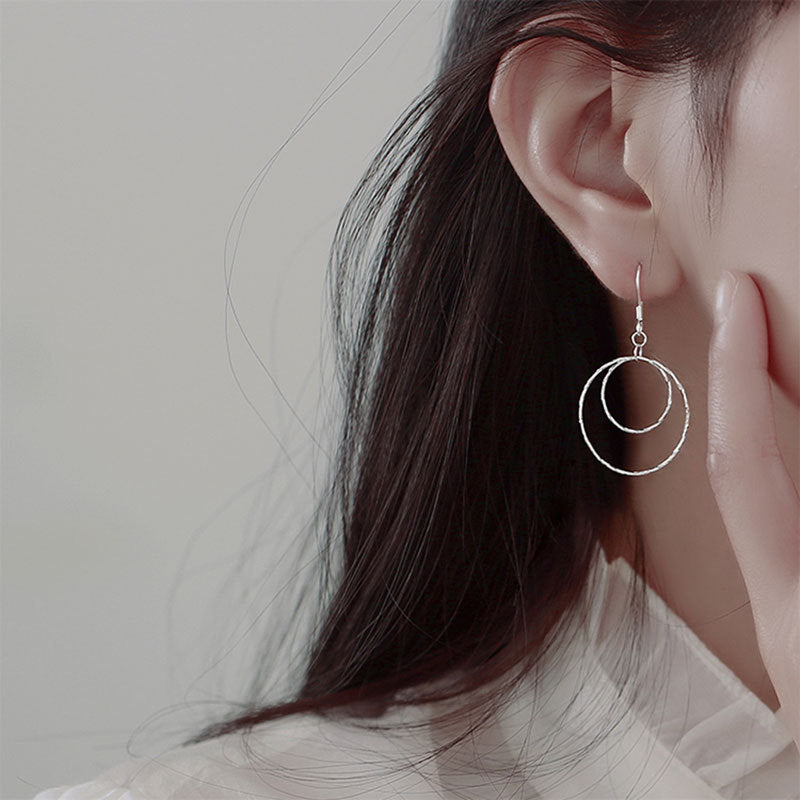 Wholesale double circle earrings  geometric ring earrings