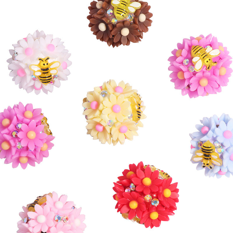 Wholesale 10pcs Bee Flower-Picking  Focal Beads DIY Bead Accessories