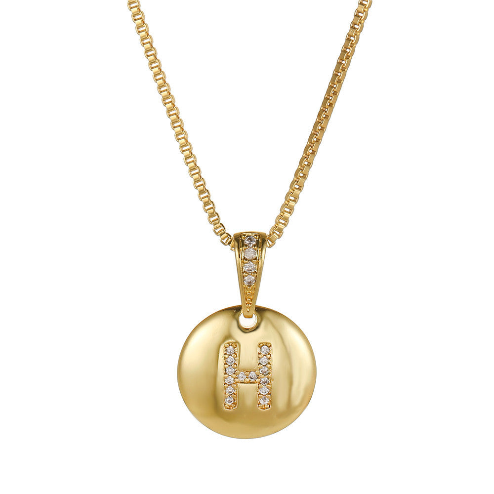 Wholesale Copper Inlaid Zircon 26 English Letter Necklaces ACC-NE-ZhuJi008