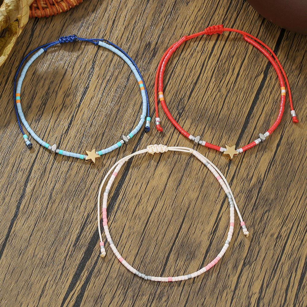 Wholesale Bohemian Beaded Bracelet Set,  Geometric Alloy Glass Beads,  Trendy Charm Bracelets for Women,  Jewelry Accessory