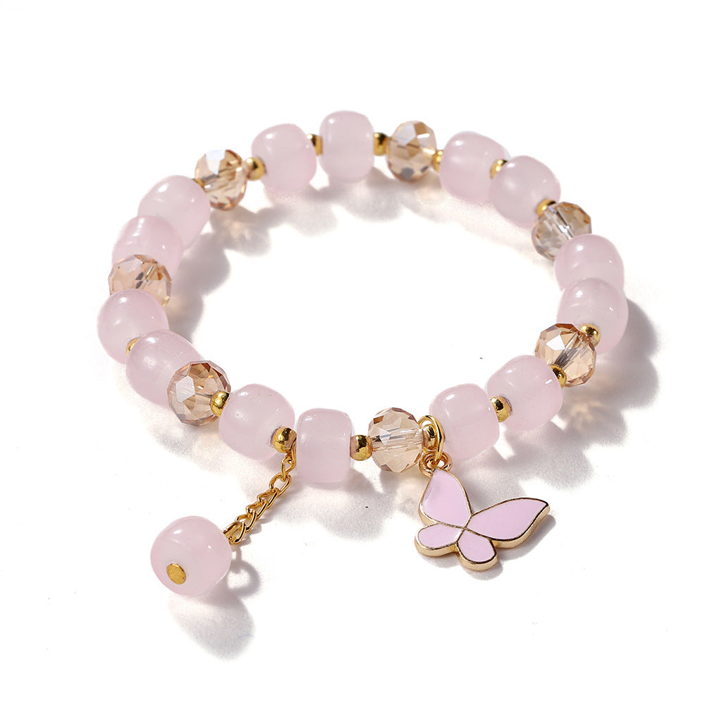 Wholesale Blue Butterfly Artificial Crystal Beaded Bracelet Chinese Style Chic Fashion Accessory Travel Souvenir Gift