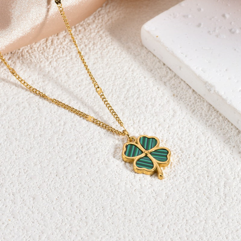 Wholesale Steel Titanium Four-Leaf Clover Necklace