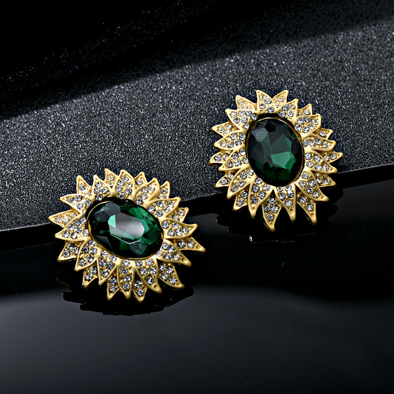 Wholesale Vintage 18K Gold Plated Crystal Flower Earrings ACC-ES-JiuJia014