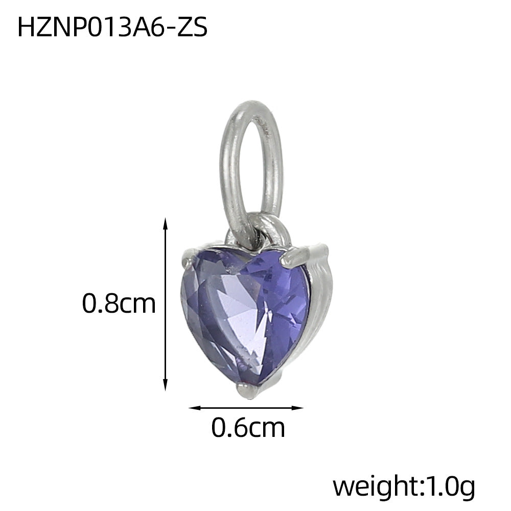 Wholesale stainless steel heart-shaped zircon pendant