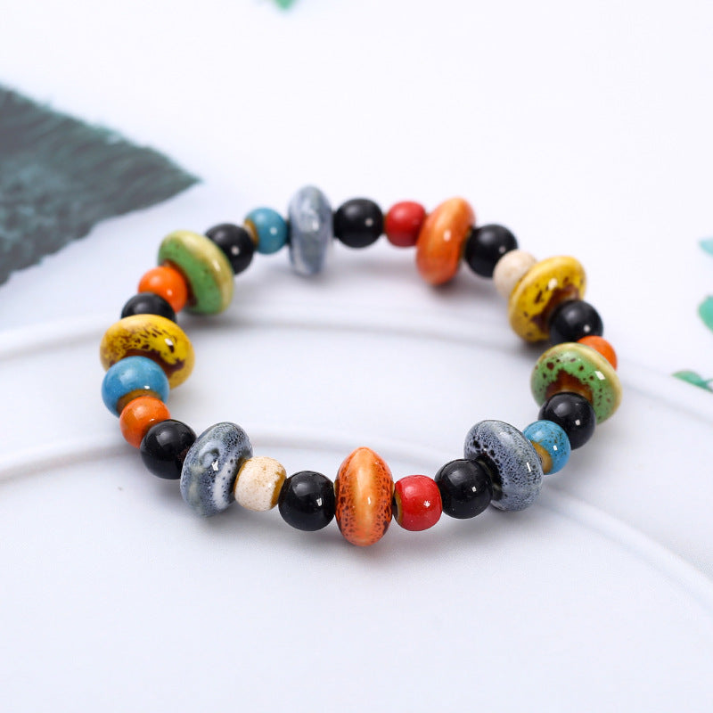 Wholesale Rainbow Cat Paw Ceramic Bead Bracelet,  Trendy Gift for Students,  Handmade Fashion Accessory
