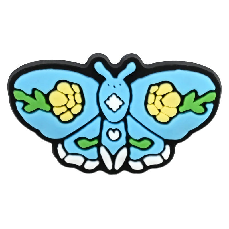 Wholesale   Random 100pcs Colorfulful Moth Series PVC Soft Rubber Shoe Buckle Decoration