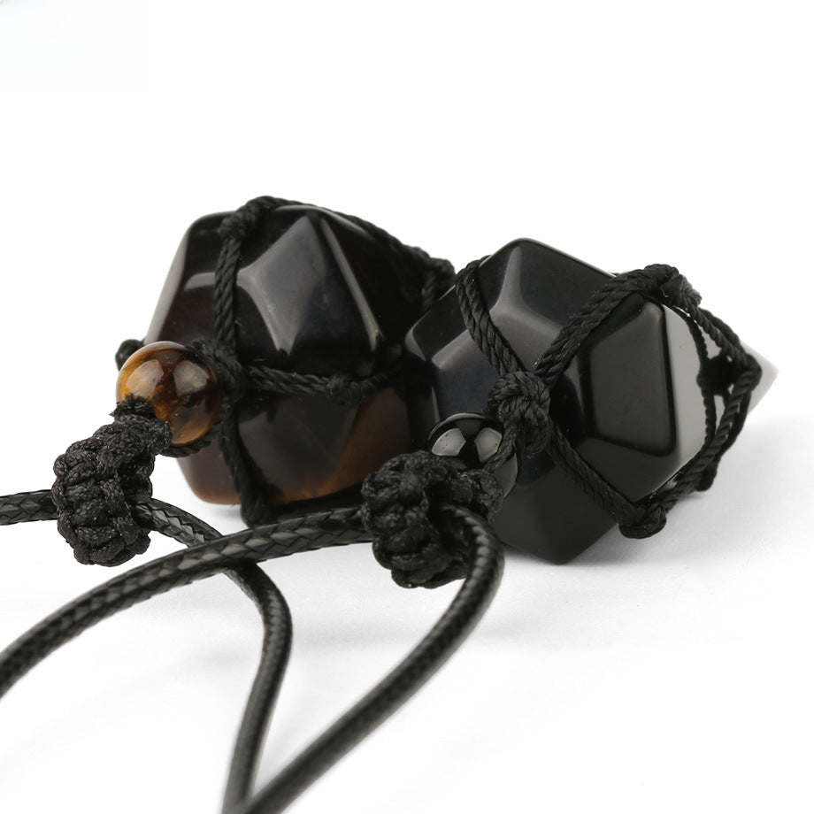 Wholesale Woven Hexagonal Pink Crystal Necklace