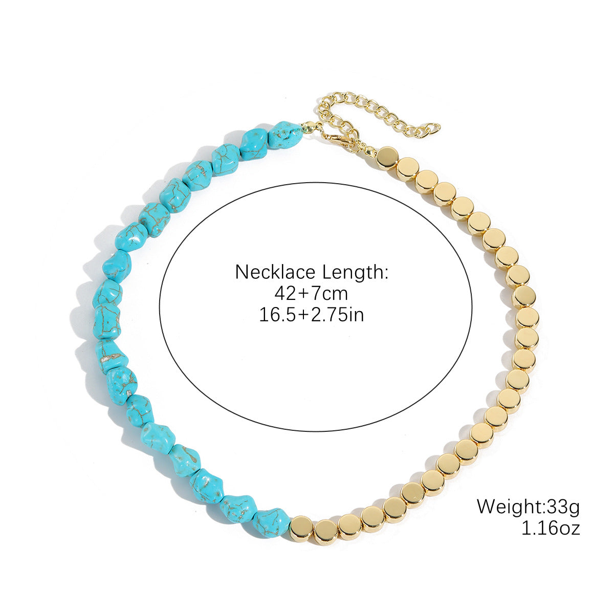 Wholesale Natural Turquoise Beaded Bohemian Ethnic Style Double-Layer Necklace