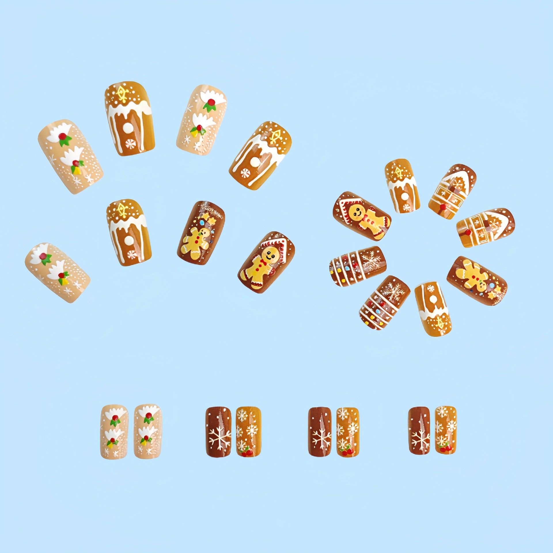 Wholesale 24 Pieces/  box Christmas Cookie Man Candy Igloo Nails Kits Nail Stickers