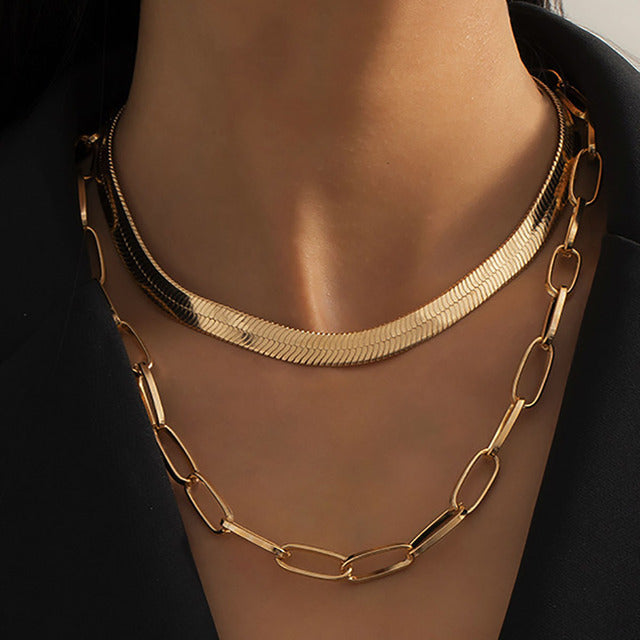 Wholesale Snake bone thick multi-layered necklace
