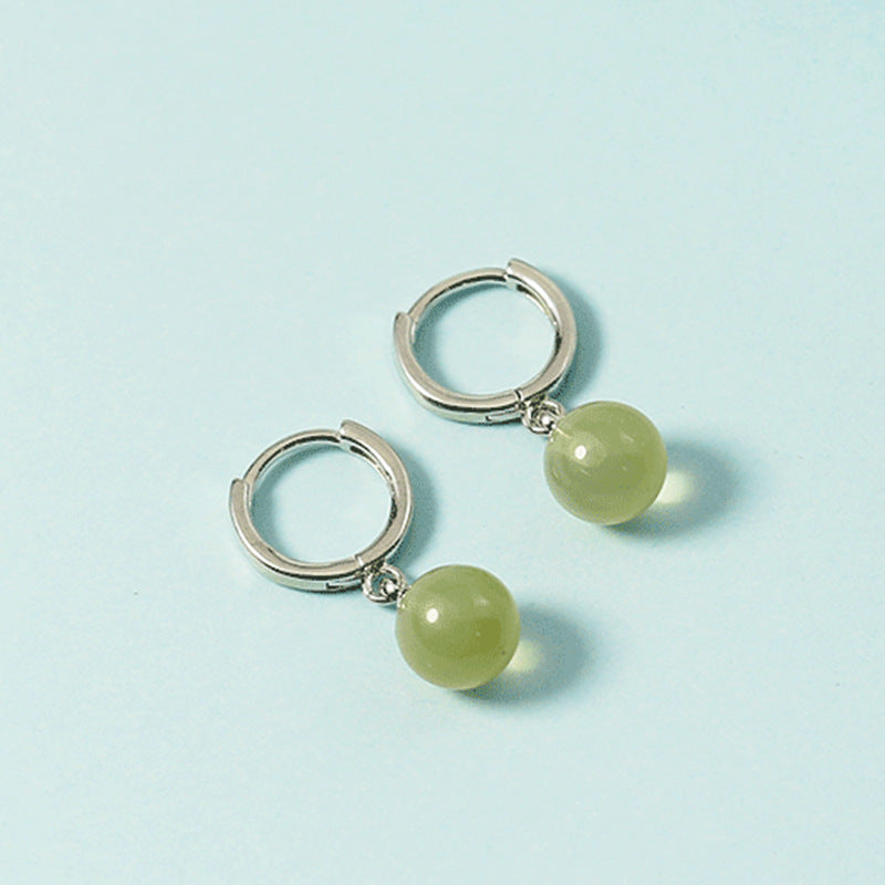 Wholesale Simple Green Jade Earrings