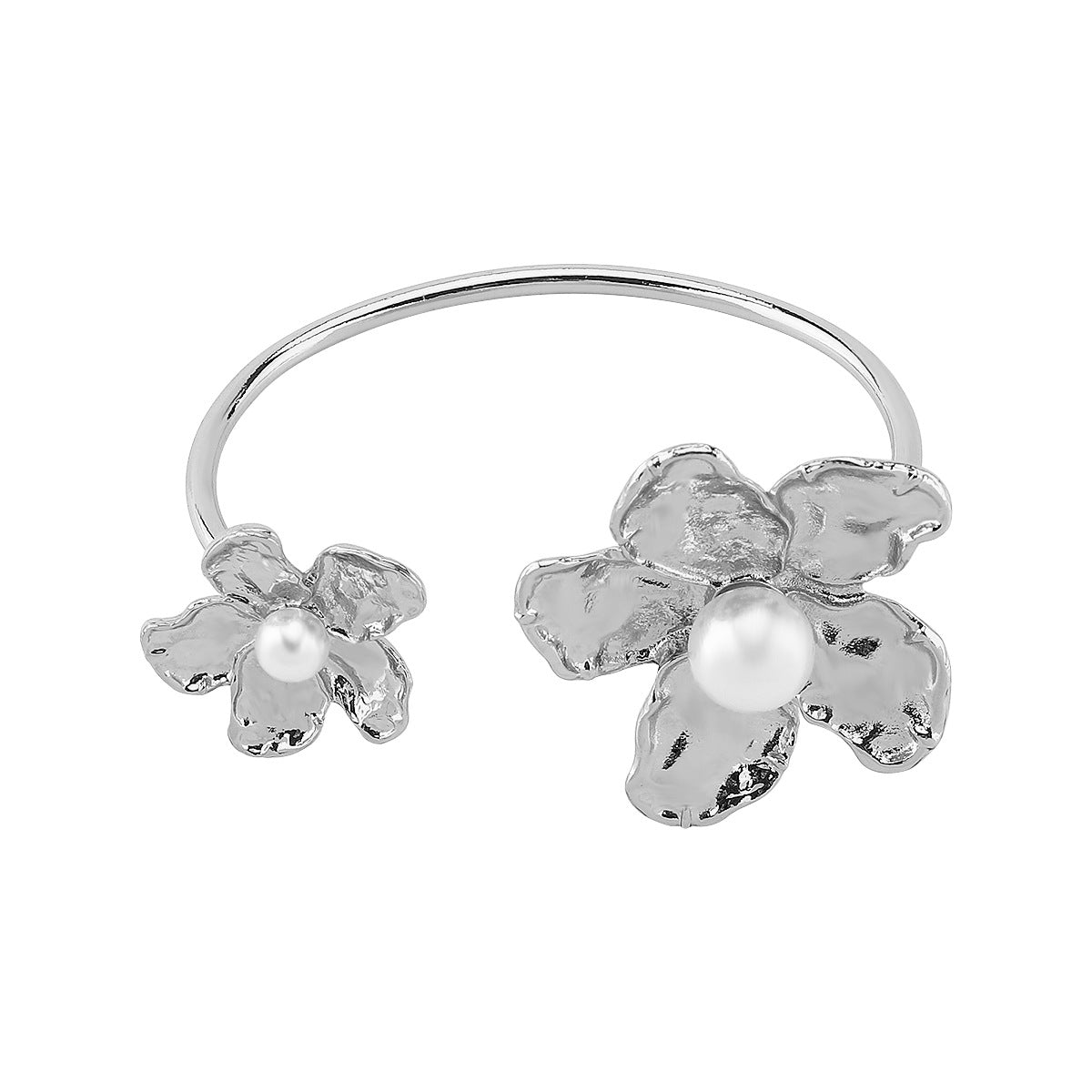 Wholesale Alloy Flower Exaggerated Irregular Pearl Geometric Earrings Ring Collar Bracelet