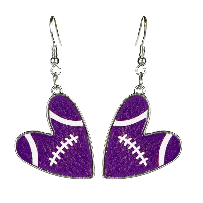 Wholesale 2 Pairs/pack Love Metal Earrings Multi-color Football Mother's Day Earrings ACC-ES-HY135