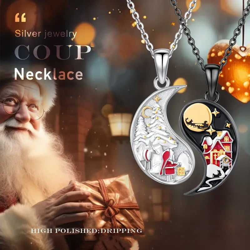 Wholesale Christmas Day and Night Tai Chi Bagua Necklace