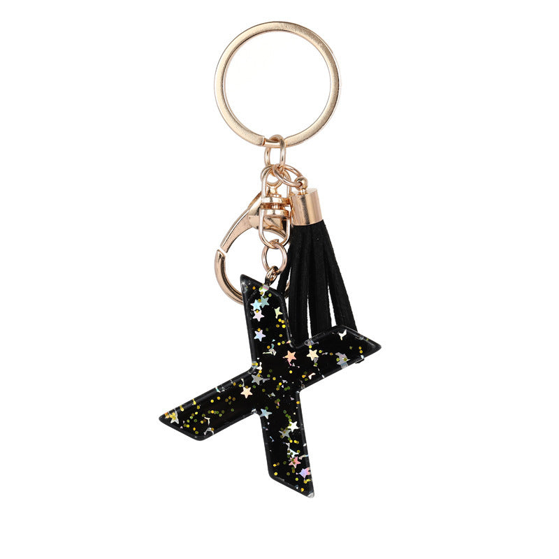 Wholesale  black resin keychain 26 English letter pendant keychain