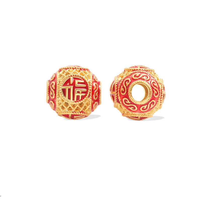 Wholesale S925 sterling silver ancient method sand gold dripping oil burning blue spacer beads