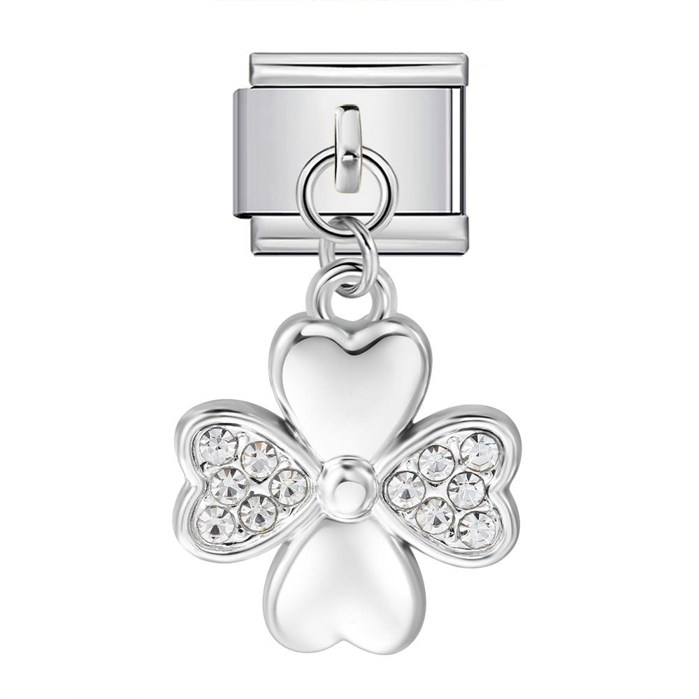 Wholesale Hearts and Love Italian Charms DIY Heart-shaped moon and bowknot pendant Stainless Steel Composable Bracelet