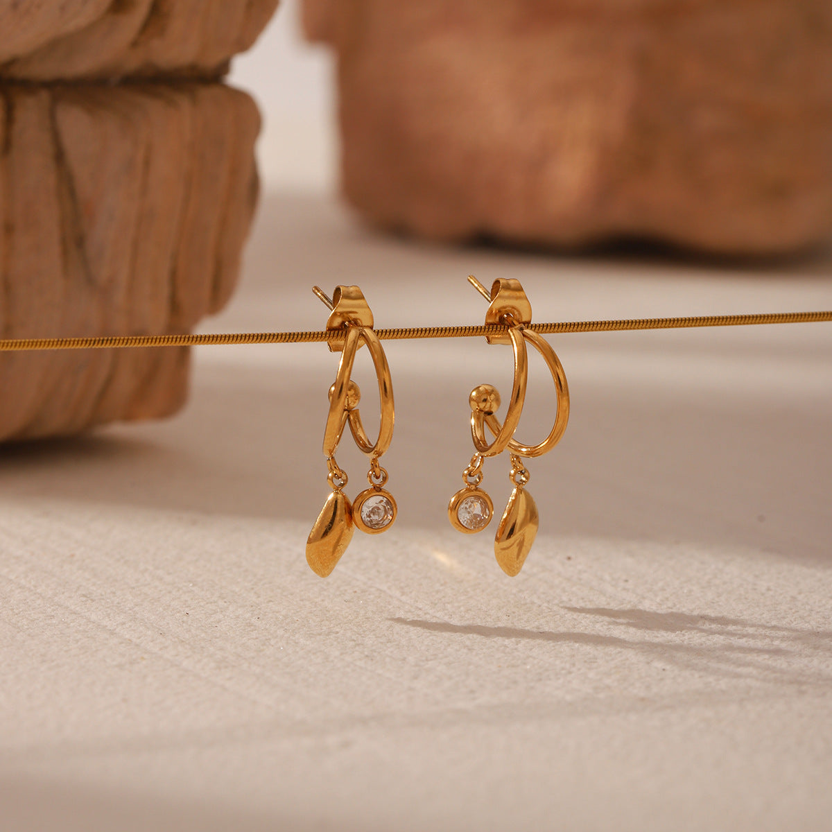 Wholesale Stainless Steel 18K Gold Plated Earrings Geometric Shaped Diamond Irregular Earrings