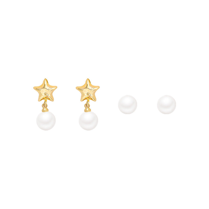 Wholesale Two-piece Pearl Star Earrings