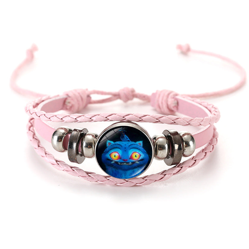 Wholesale Witcher Time Gem Adjustable Hand-woven Pink and Black Bracelet kpop