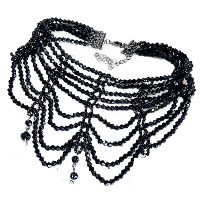 Wholesale  Personalized Multi-layer Woven  Crystal Rhinestone Tassel  Necklace