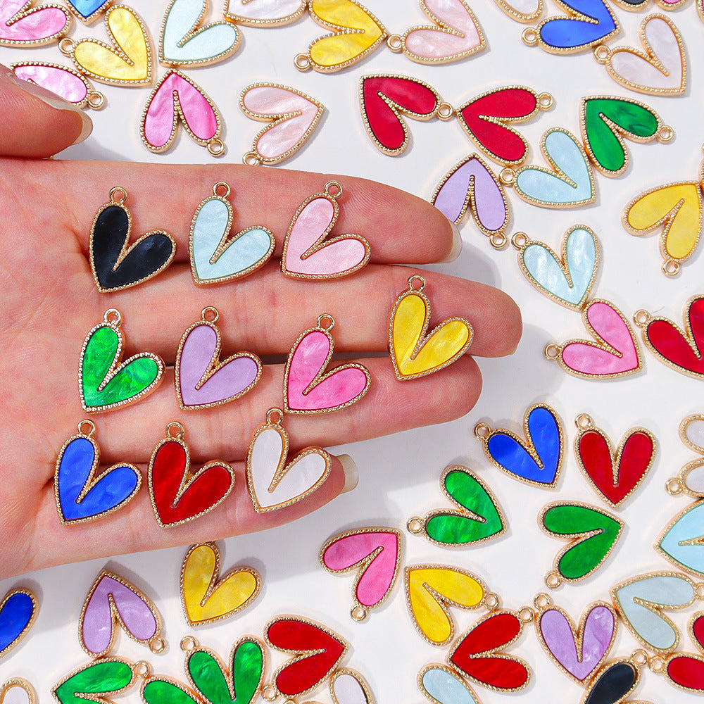 Wholesale 20pcs/ pack Acrylic Peach Heart Heart Alloy Pendant Pendant DIY Jewelry