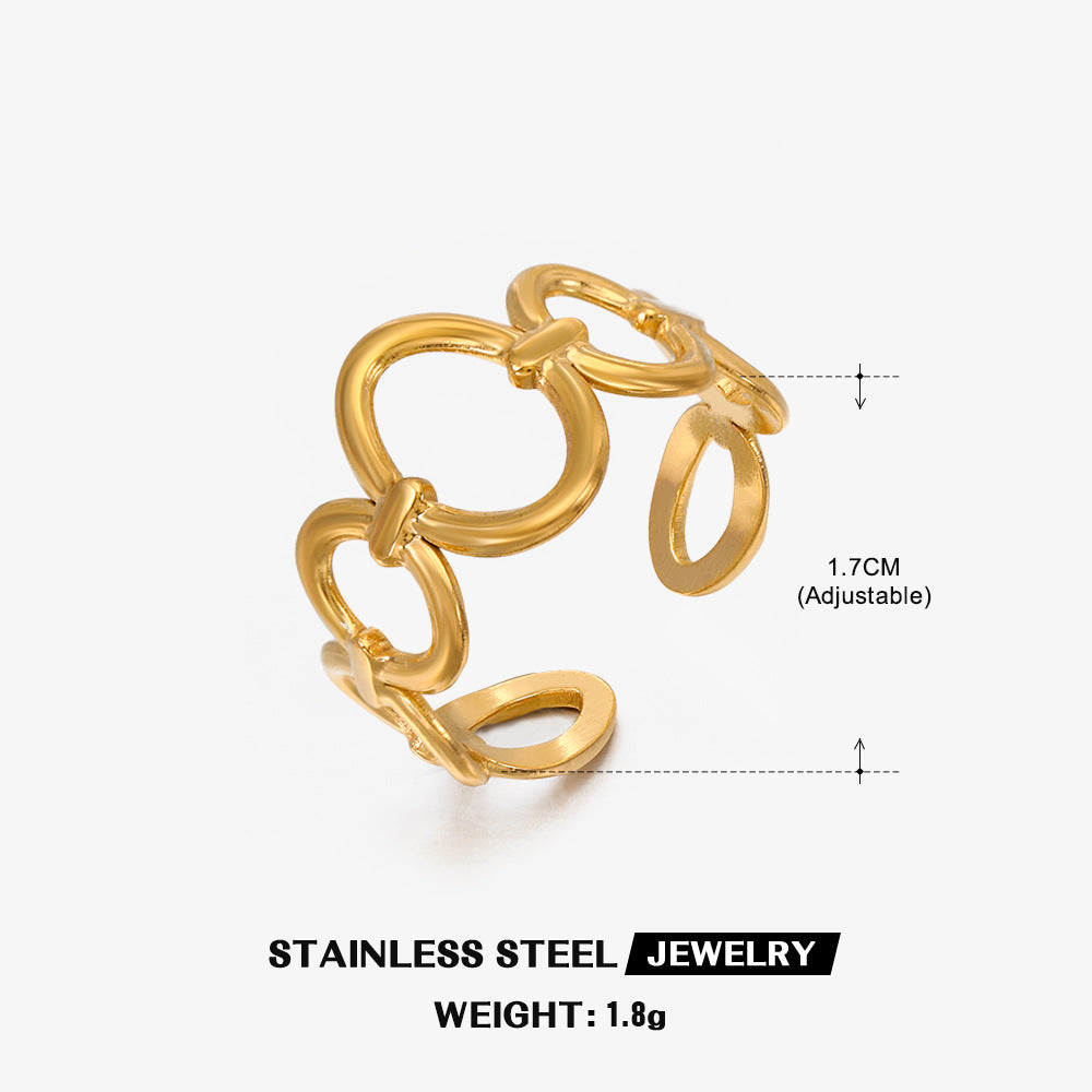 Wholesale Gold Plated Rings Stainless Steel Rings Hollow Open Adjustable Rings ACC-RS-JiaLi007