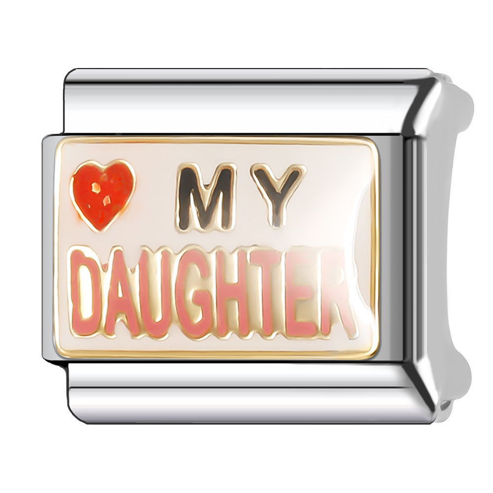 Wholesale Italian Charm Bracelet 9mm DIY Splicing Oil Drop Pattern Stainless Steel Composable Bracelet