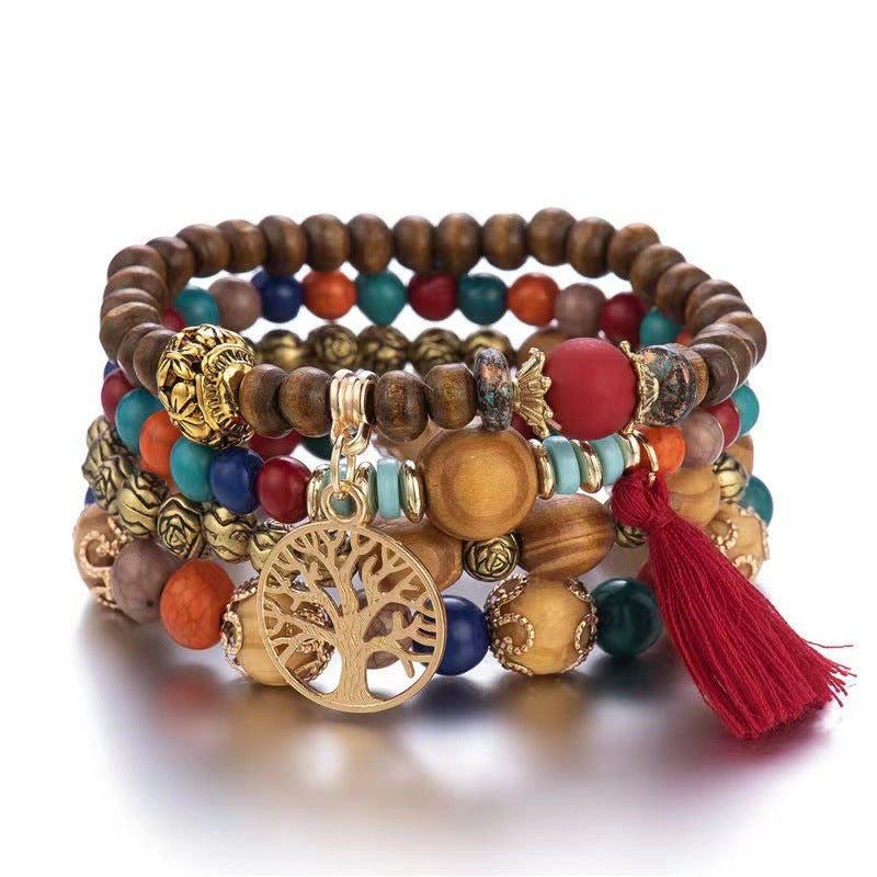 Wholesale Bohemian Multi-layer Wood Beads Beaded Bracelet ACC-BT-FengLi006