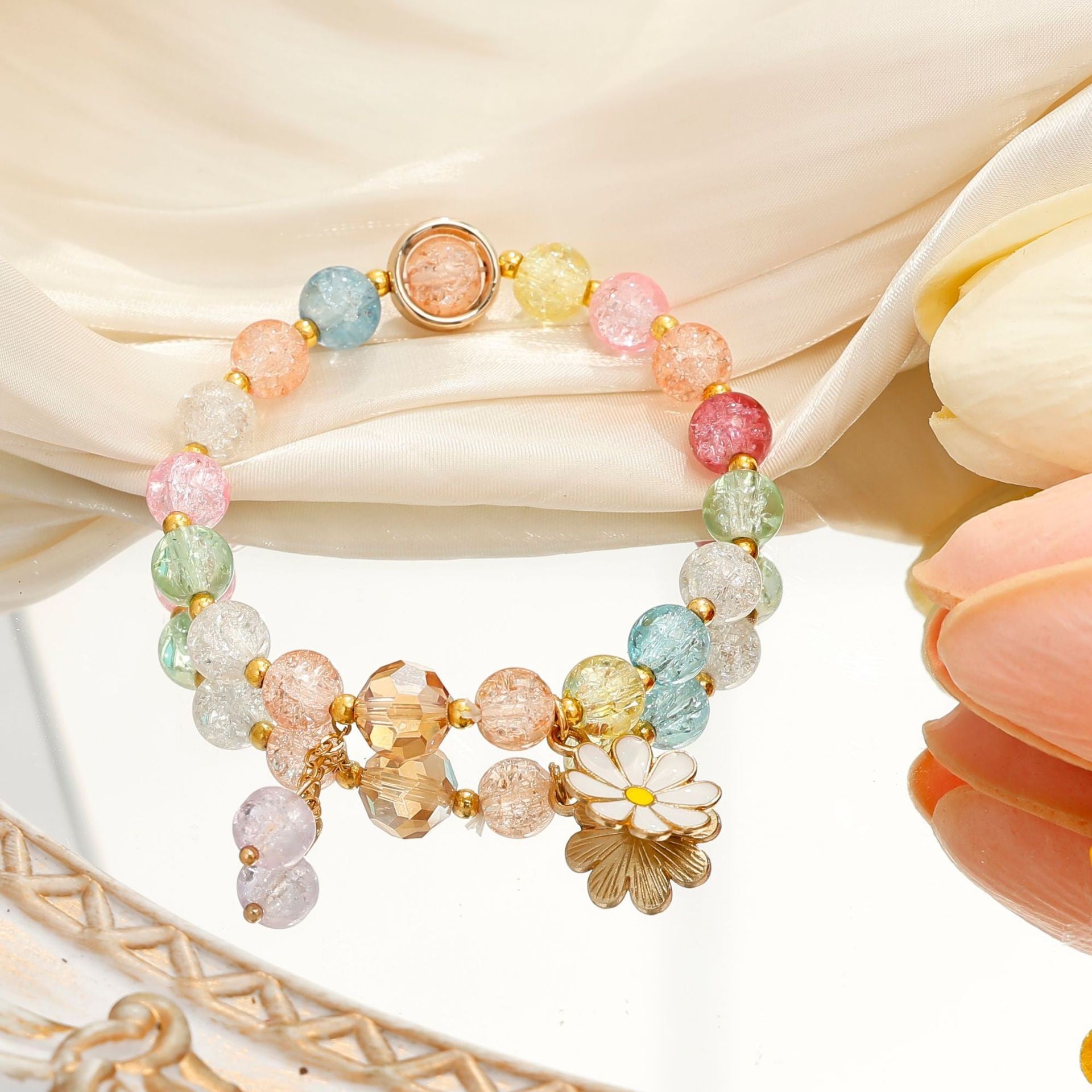 Wholesale  Crystal Glass  Bracelet Sunflower Bestie Bracelet