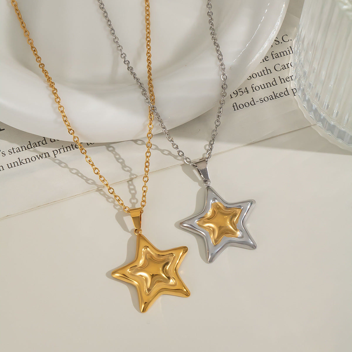Wholesale Stainless Steel Star Pendant Necklace Trendy Jewelry Accessory for Women