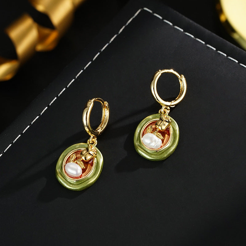 Wholesale Oil Dropping Natural Fresh Water Pearl Earrings