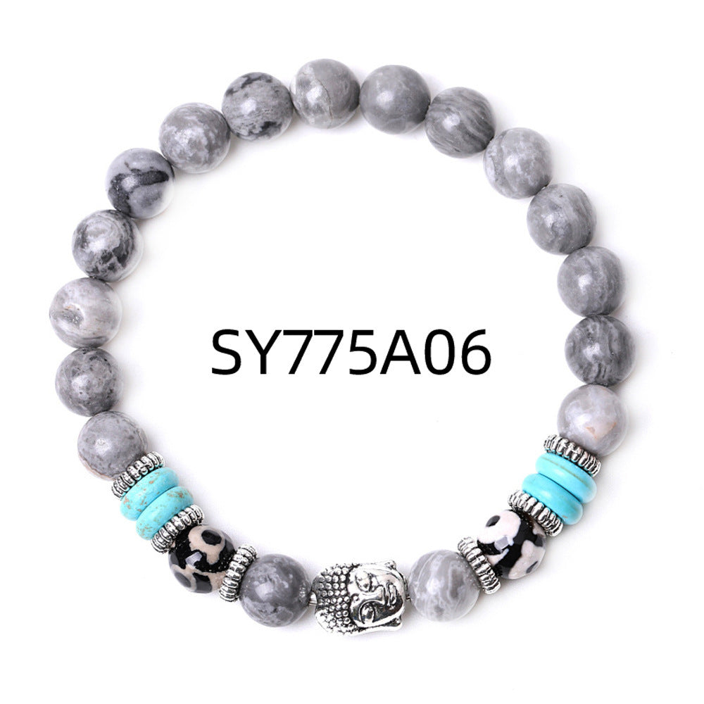 Wholesale Buddha Head Volcanic Stone Tiger Eye Stone Handmade Beaded Bracelet Miyuki Hand Made ACC-BT-ZhongH021
