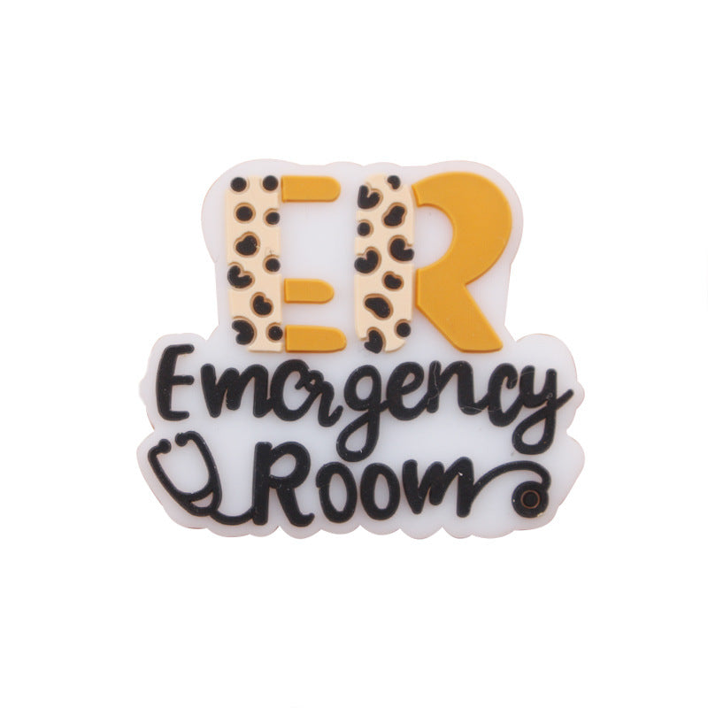 Wholesale 10pcs Cartoon Registration Sheet Emergency Room Silicone Beads Focal Beads DIY Beadable Pen Accessories ACC-BDS-GuangTian025