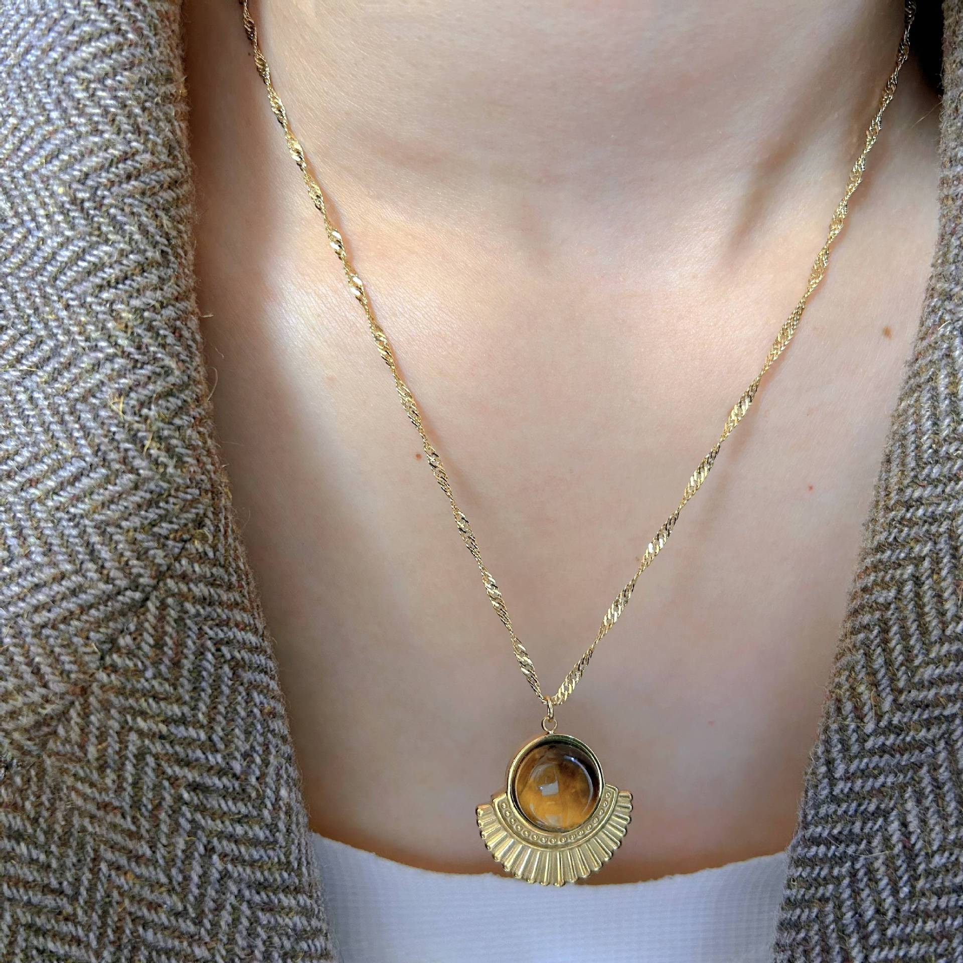 Wholesale Stainless Steel Temperament Simple Irregular Natural Stone Beaded Necklace