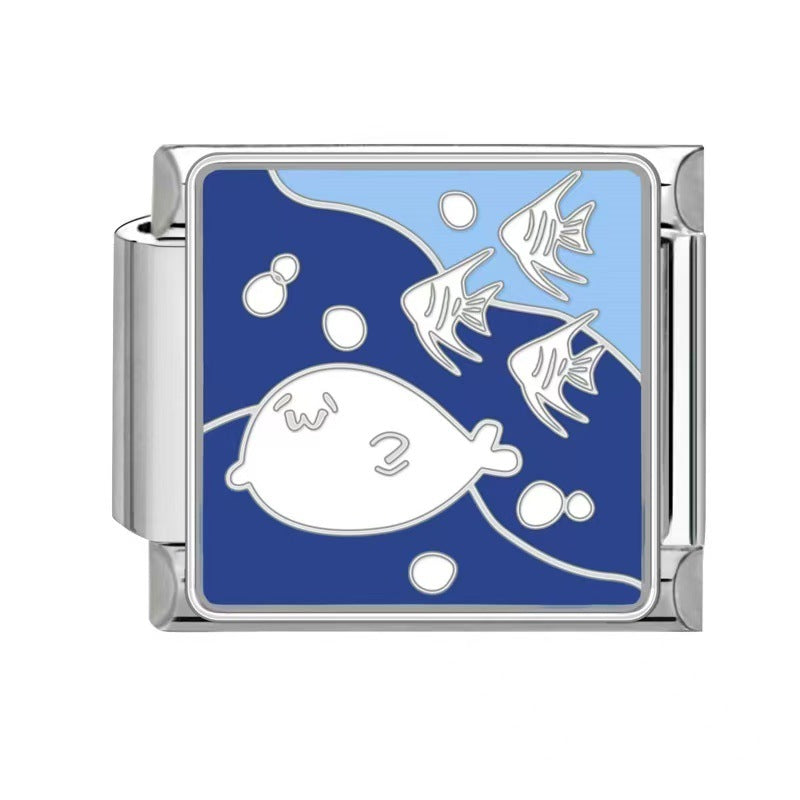 Wholesale Italian Charm Bracelet 9mm DIY Splicing Ocean Series Stainless Steel Composable Bracelet