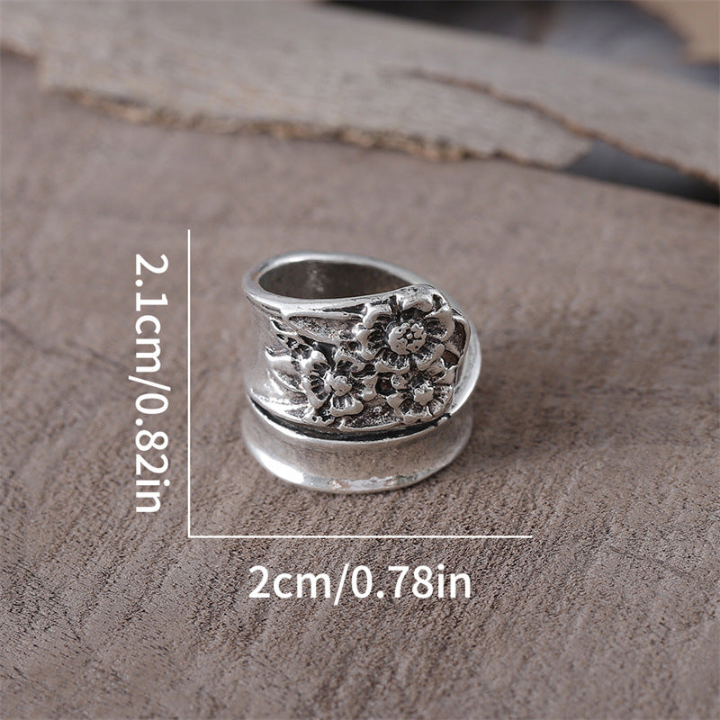 Wholesale Retro Sunflower Ring Zinc Alloy Electroplated Adjustable Open Ring For Boutique Resale