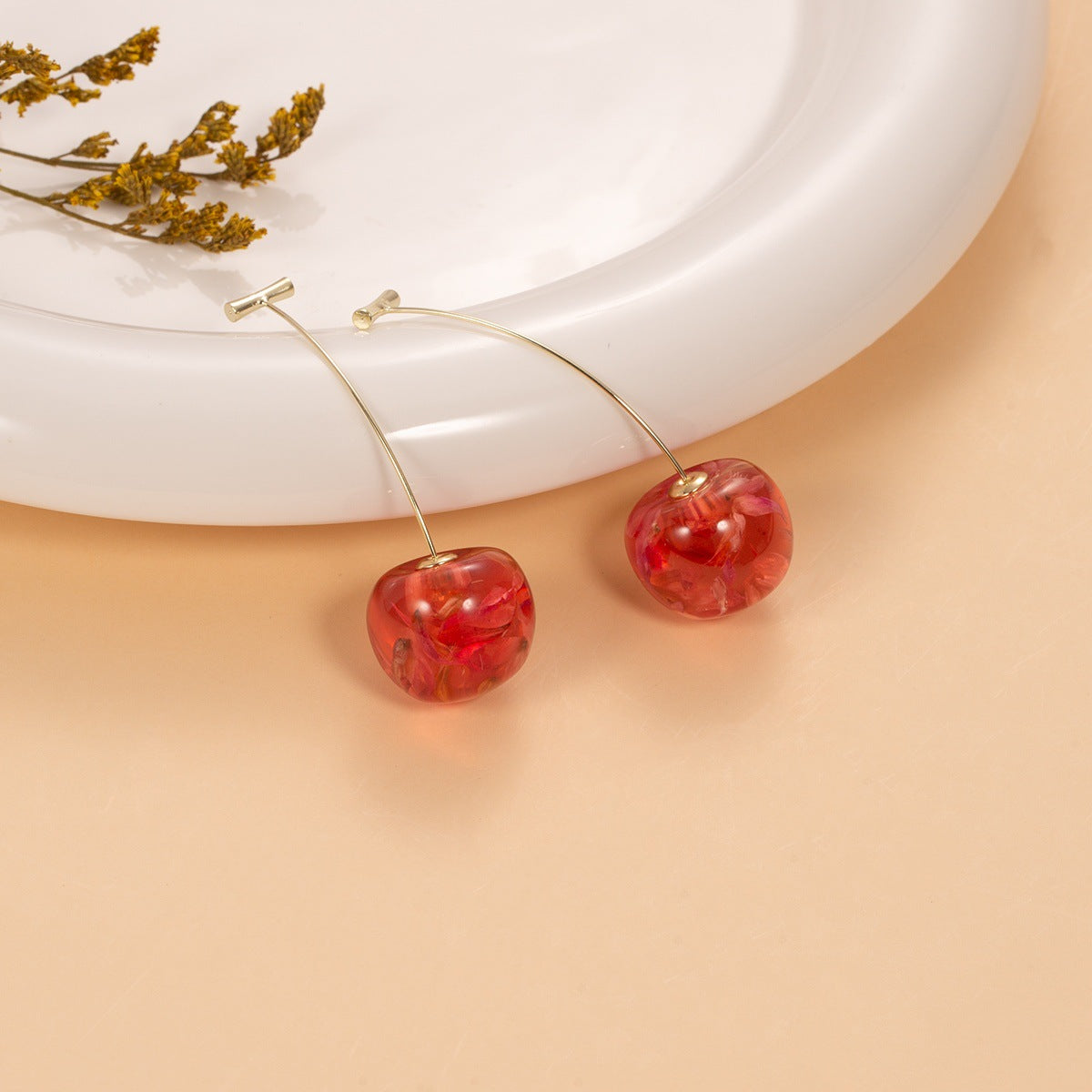 Wholesale Cute Long Red Cherry Earrings