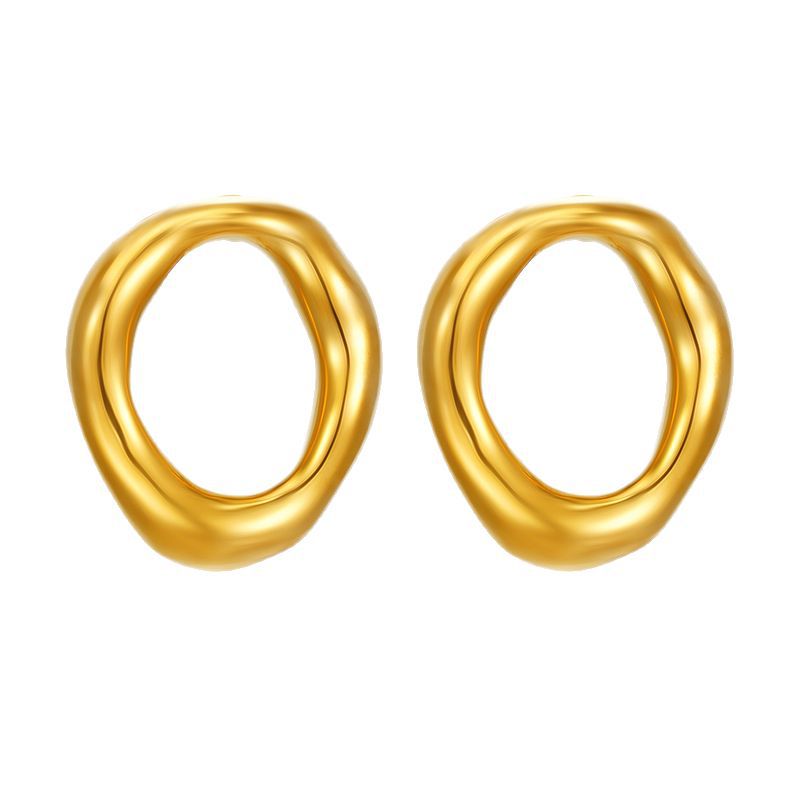 Wholesale Geometric hollow oval earrings stainless steel stud earrings