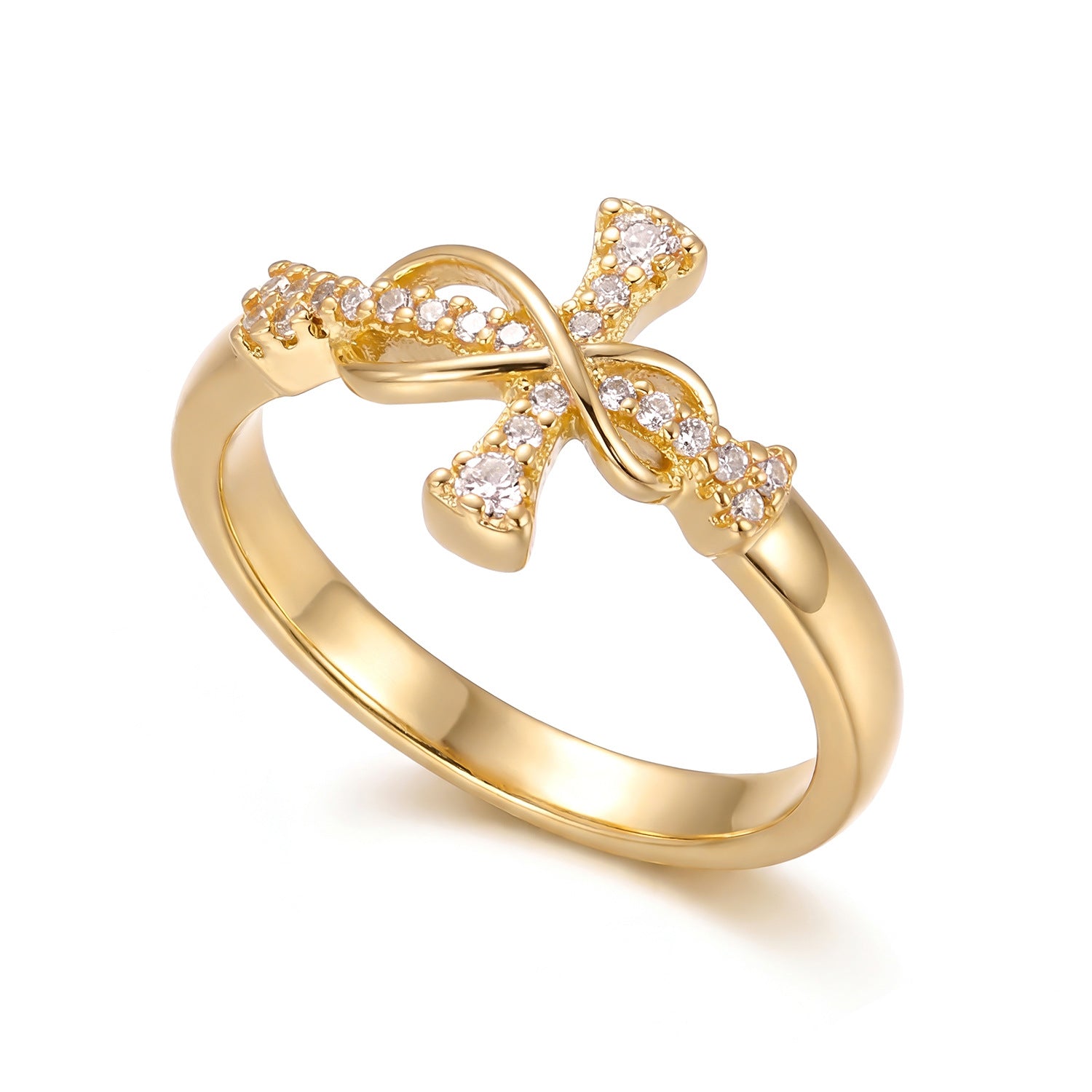 Wholesale Three In One Heart Shaped Copper Zircon Ring Trendy Everyday Jewelry Accessory