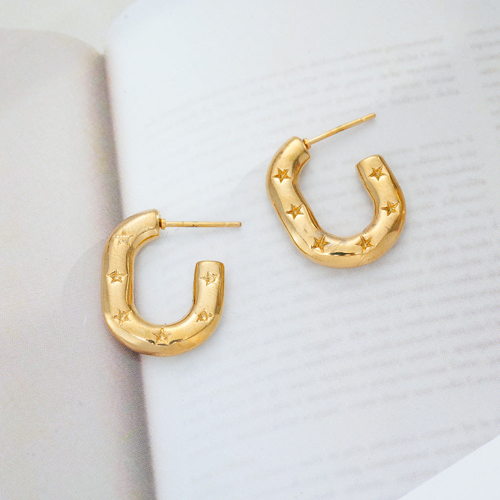 Wholesale Geometric 18K Gold Plated Titanium Steel Earrings - Chic Fashion Accessory for Women,  Gift or Boutique Resale