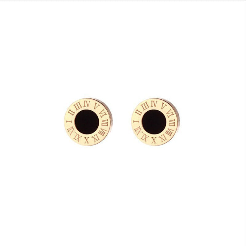 Wholesale Modern Geometric Titanium Steel Earrings Black Electroplated Jewelry Accessory