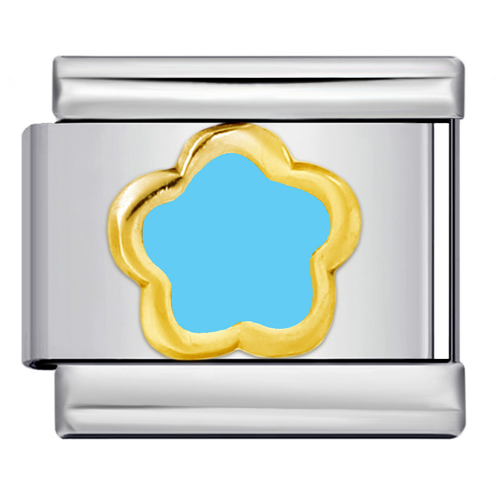 Wholesale Italian Charm Bracelet 9mm DIY Splicing Colored Oil-Drip Petals Stainless Steel Composable Bracelet